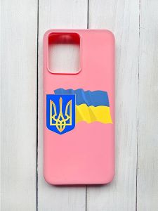 Матовий чохол на Xiaomi Redmi 12 Рожевий :: Тризуб і прапор України (принт 384)