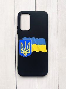 Матовий чохол на Xiaomi Redmi 9T Чорний :: Тризуб і прапор України (принт 384)