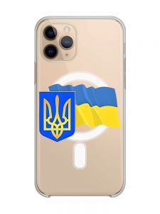 Магнітний чохол на iPhone 11 Pro із підтримкою MagSafe :: Тризуб і прапор України (принт 384)