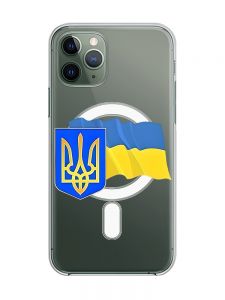 Магнітний чохол на iPhone 12/12 Pro із підтримкою MagSafe :: Тризуб і прапор України (принт 384)