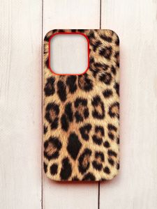 Матовий чохол на iPhone 15 Pro Червоний :: Леопардовий дизайн (принт 383)