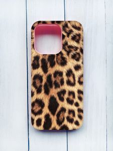 Матовий чохол на iPhone 15 Pro Рожевий :: Леопардовий дизайн (принт 383)