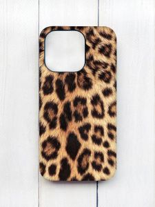 Матовий чохол на iPhone 15 Pro Чорний :: Леопардовий дизайн (принт 383)