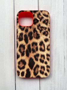 Матовий чохол на iPhone 15 Червоний :: Леопардовий дизайн (принт 383)