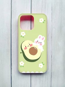 Матовий чохол з рожевими боками на iPhone 15 Pro Max :: Авокадо і зайченя (принт 311)