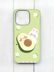 Матовий чохол з чорними боками на iPhone 15 Pro :: Авокадо і зайченя (принт 311)