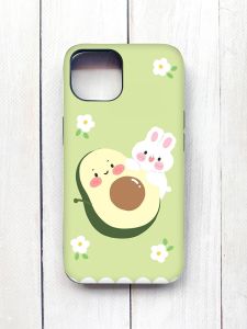 Матовий чохол з чорними боками на iPhone 15 :: Авокадо і зайченя (принт 311)