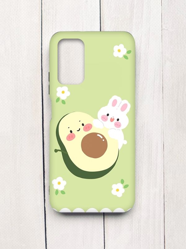 Матовий чохол з чорними боками на Xiaomi Redmi 9T :: Авокадо і зайченя (принт 311)