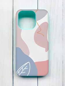 Матовий чохол з бірюзовими боками на iPhone 15 Pro :: Кольоровий фон (принт 61)