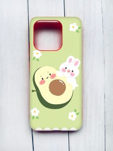 Матовий чохол з червоними боками на Xiaomi Redmi 12C :: Авокадо і зайченя (принт 311)