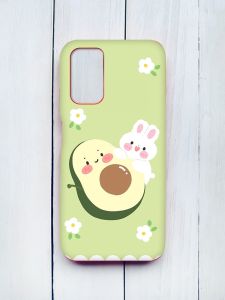 Матовий чохол з червоними боками на Xiaomi Redmi 9T :: Авокадо і зайченя (принт 311)