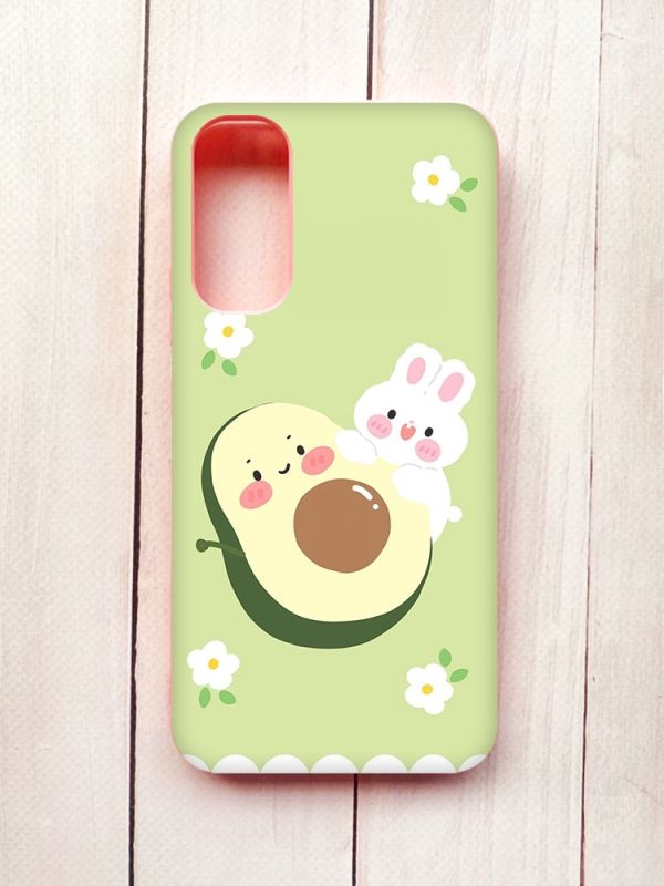 Матовий чохол з рожевими боками на Samsung A34 5G :: Авокадо і зайченя (принт 311)