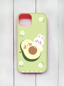 Матовий чохол з рожевими боками на iPhone 15 :: Авокадо і зайченя (принт 311)