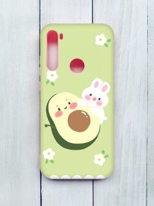 Матовий чохол з рожевими боками на Xiaomi Redmi Note 8T :: Авокадо і зайченя (принт 311)