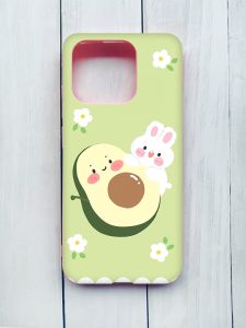 Матовий чохол з рожевими боками на Xiaomi Redmi 12C :: Авокадо і зайченя (принт 311)