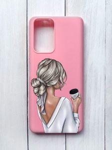 Матовий чохол на Xiaomi Redmi Note 10 Pro/10 Pro Max Рожевий :: Дівчина з латте (принт 227)