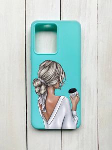 Матовий чохол на Xiaomi Redmi Note 12 Бірюзовий :: Дівчина з латте (принт 227)