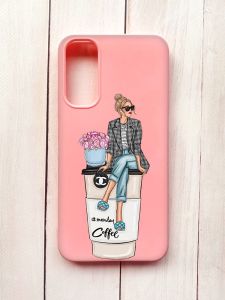 Матовий чохол на Samsung A34 5G Рожевий :: Дівчина на каві (принт 228)
