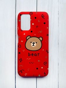 Матовий чохол на Xiaomi Redmi 9T Червоний :: Ведмедик (принт 76)
