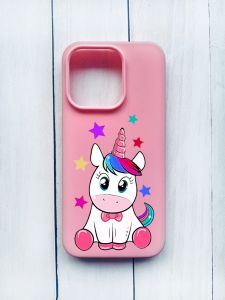 Матовий чохол на iPhone 15 Pro Рожевий :: Єдиноріг (принт 102)