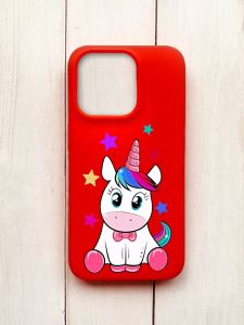 Матовий чохол на iPhone 15 Pro Червоний :: Єдиноріг (принт 102)