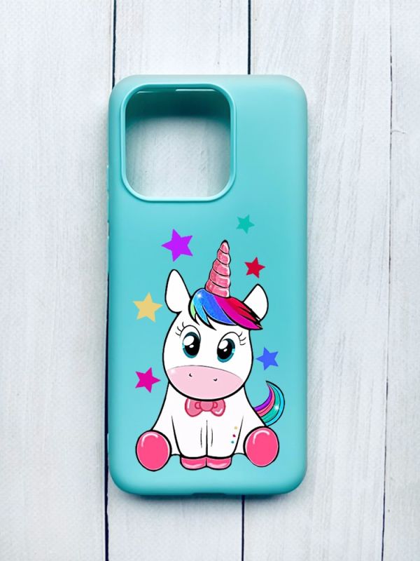 Матовий чохол на Xiaomi Redmi 12C Бірюзовий :: Єдиноріг (принт 102)