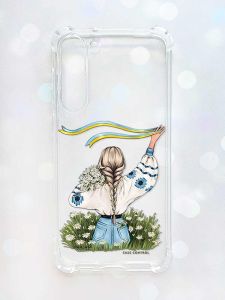 Чохол з потовщеними кутами на Samsung Galaxy S23 Plus :: Дівчина зі стрічкою (принт 17)
