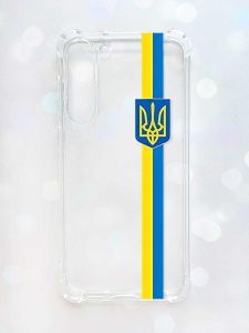 Чохол з потовщеними кутами на Samsung Galaxy S23 Plus :: Стрічка Україна (патріотичний принт 253)