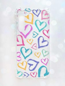 Чохол з потовщеними кутами на Samsung Galaxy S23 Plus :: Різнокольорові сердечка (принт 332)