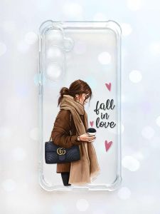 Чохол з потовщеними кутами на Samsung Galaxy S23 FE :: Дівчина з кавою (принт 112)