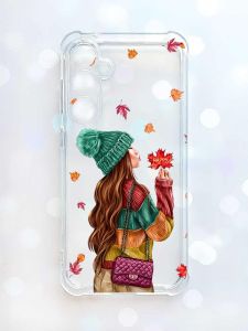 Чохол з потовщеними кутами на Samsung Galaxy S23 FE :: Дівчина з листям (принт 221)