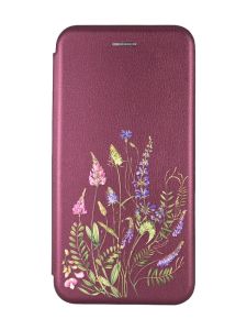 Чохол-книжка з малюнком для Samsung Galaxy A30 (2019) A305/ A20 Бордовий :: Квіткова ідилія (принт 382)