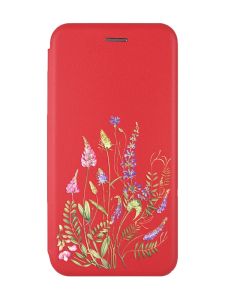 Чохол-книжка з малюнком для Samsung Galaxy A72 (A725) Червоний :: Квіткова ідилія (принт 382)