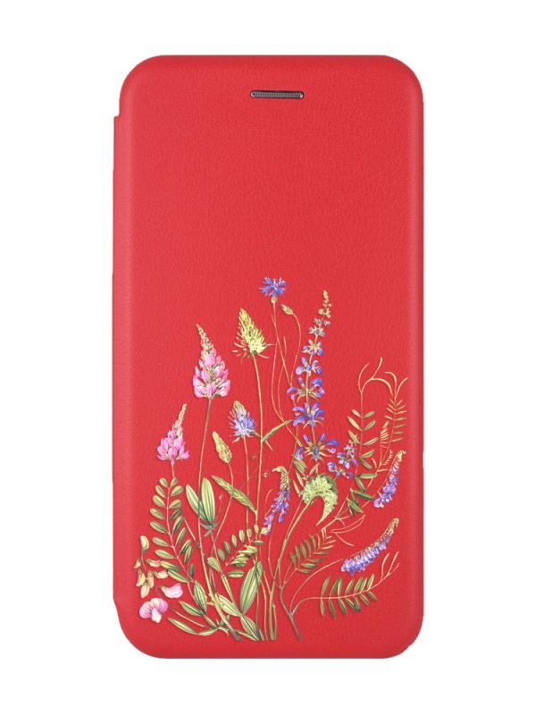 Чохол-книжка з малюнком для Samsung Galaxy M32/M22/A22 4G Червоний :: Квіткова ідилія (принт 382)
