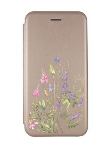 Чохол-книжка з малюнком для Samsung Galaxy M32/A22/M22 4G Золотий :: Квіткова ідилія (принт 382)
