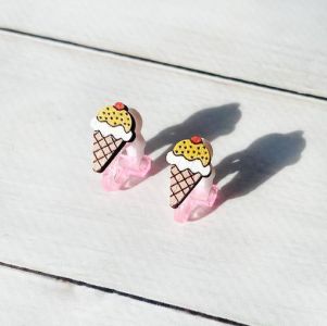 Дитячі сережки кліпси Морозиво (принт k_016)