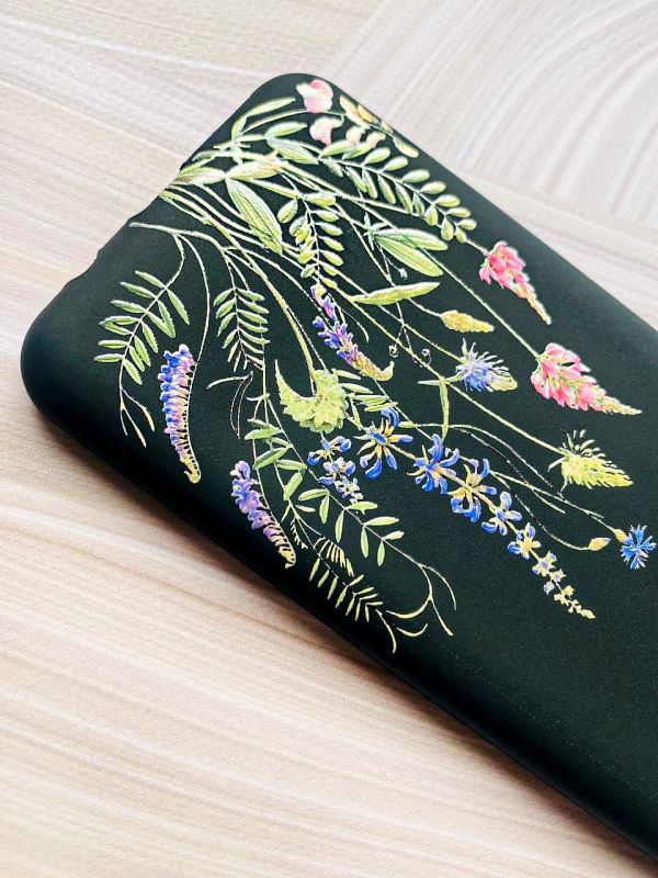 Матовий чохол на Samsung A34 5G Чорний :: Квіткова ідилія (принт 382)