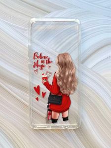 Прозорий чохол на Motorola Moto G72 :: Дівчина з кавою (принт 137)