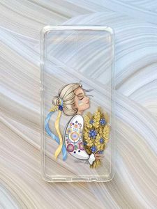 Прозорий чохол на Motorola Moto G72 :: Українка з колосками (принт 173)