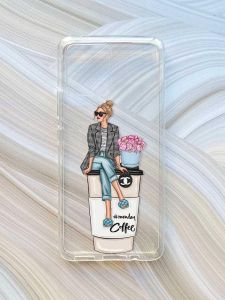 Прозорий чохол на Motorola Moto G72 :: Дівчина на каві (принт 228)