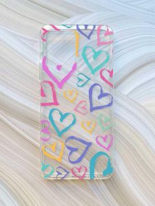Прозорий чохол на Motorola Moto G72 :: Різнокольорові сердечка (принт 332)