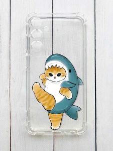 Чохол з потовщеними кутами на Samsung Galaxy S24 :: Котик акула (принт 380)