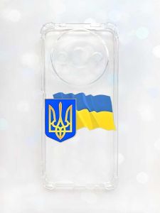 Чохол з потовщеними кутами на Xiaomi Redmi A3 :: Тризуб і прапор України (принт 384)