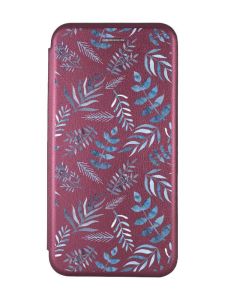 Чохол-книжка з малюнком для Samsung Galaxy A35 (A356) Бордовий :: Рослинний фон (принт 276)