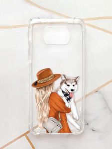 Чохол з потовщеними кутами для Xiaomi Poco X3 :: Дівчина з песиком (принт 115)