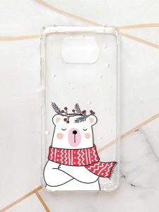 Чохол з потовщеними кутами для Xiaomi Poco X3 :: Ведмідь у шарфі (принт 147)