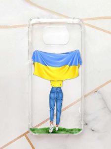 Чохол з потовщеними кутами для Xiaomi Poco X3 :: Дівчина з прапором (принт 263)