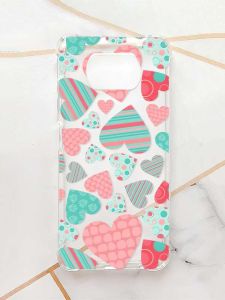 Чохол з потовщеними кутами для Xiaomi Poco X3 :: Різнокольорові сердечка (принт 334)