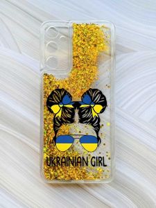 Чохол з плаваючими блискітками на Samsung Galaxy A05s (A057) Золотий :: Українська дівчина (принт 113)