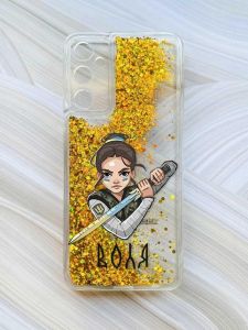 Чохол з плаваючими блискітками на Samsung Galaxy A05s (A057) Золотий :: Українська захисниця (принт 169)